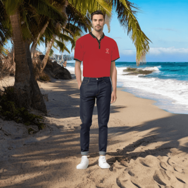 Polo T-Shirt Red Shield Trim Hitam - Gambar 5