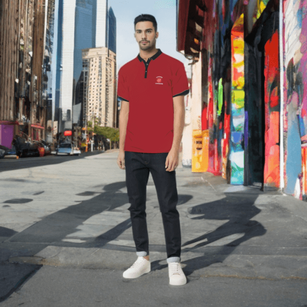 Polo T-Shirt Red Shield Trim Hitam - Gambar 3