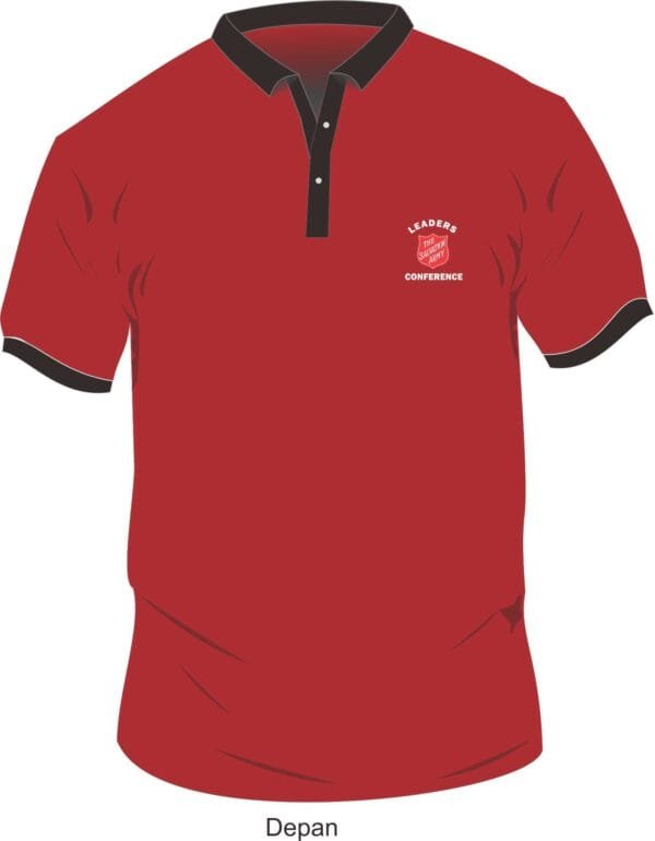 Polo T-Shirt Red Shield Trim Hitam